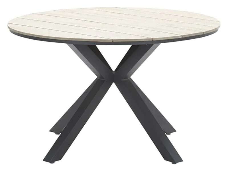 Outdoor Feelings Edson Carbon Black Light Teak Ø 122 Cm Tuintafel